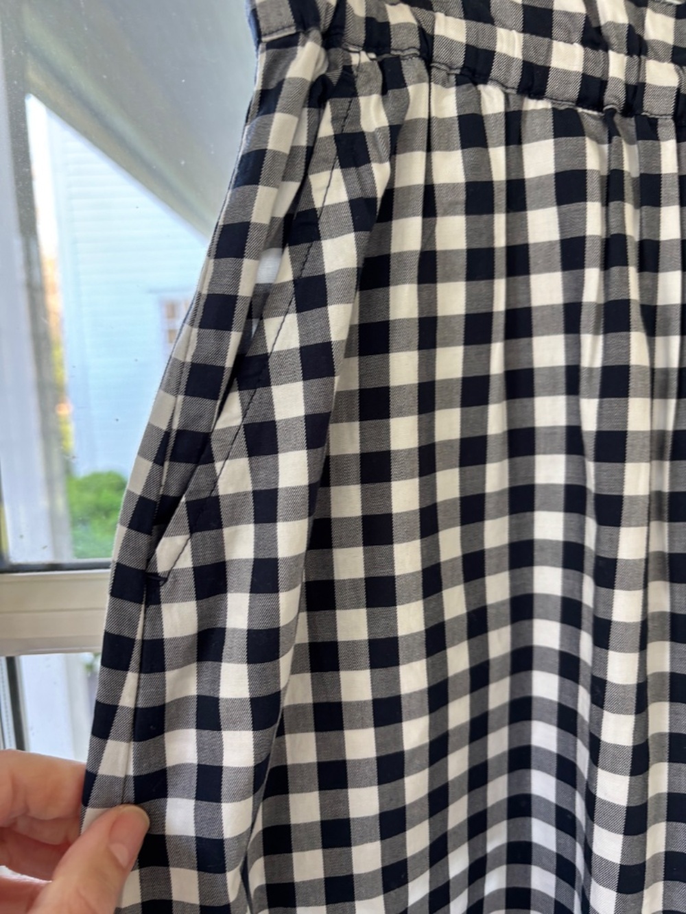 J CREW NAVY AND WHITE GINGHAM A-LINE SKIRT - SIZE S - Picture 3 of 4